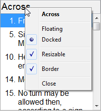 Image of a pane context menu